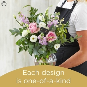 Hand tied bouquet and vase made with seasonal flowers (VASE2S)