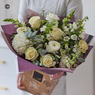 Deluxe Neutral Romantic Bouquet with White Roses